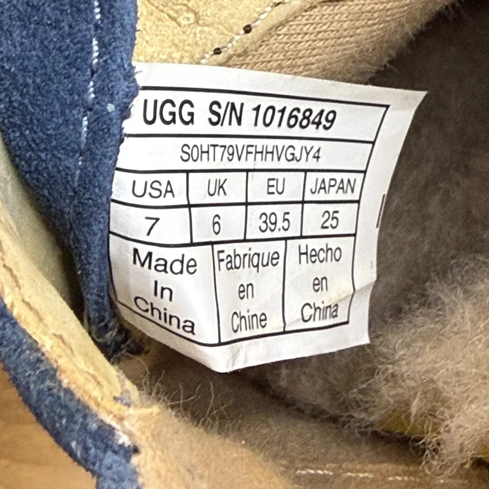 UGG Boat Moc Toe Loafers Mens 7 Blue Cotton‎ And Suede Low Top Comfort